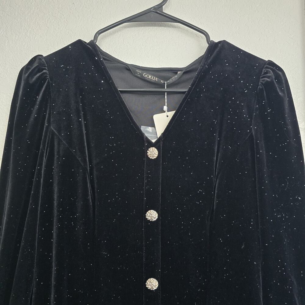 Women Velvet Midi Black Dress Long Sleeve Sparkle Holiday Party Cocktail Preppy - Picture 3 of 16